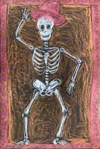 Skeleton, Crayola Sticks on 12"x18" black paper