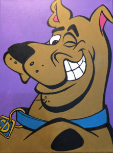 Scooby study, pop art, 12"x16" acrylic on canvas